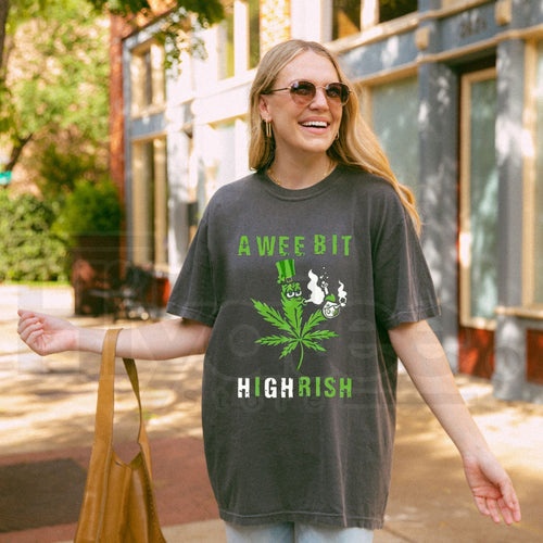 "A Wee Bit Highrish" Funny St. Patrick's Day T-Shirt – Irish Pot Smoking Graphic Tee by Hiyatee