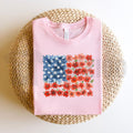 Floral American Flag Graphic T-Shirt – Patriotic Red Poppy 4th Of July Women’s Tee, Elegant Independence Day Apparel by Teezioo