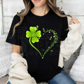 Four Leaf Clover Heart T-Shirt – St. Patrick's Day Celebration Crew Neck by Hiyatee
