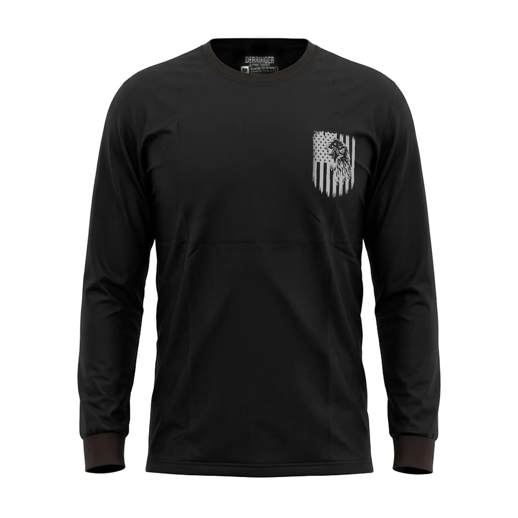 Men's Long Sleeve T-Shirt with American Eagle & Flag Print by Unik Just for Bikers