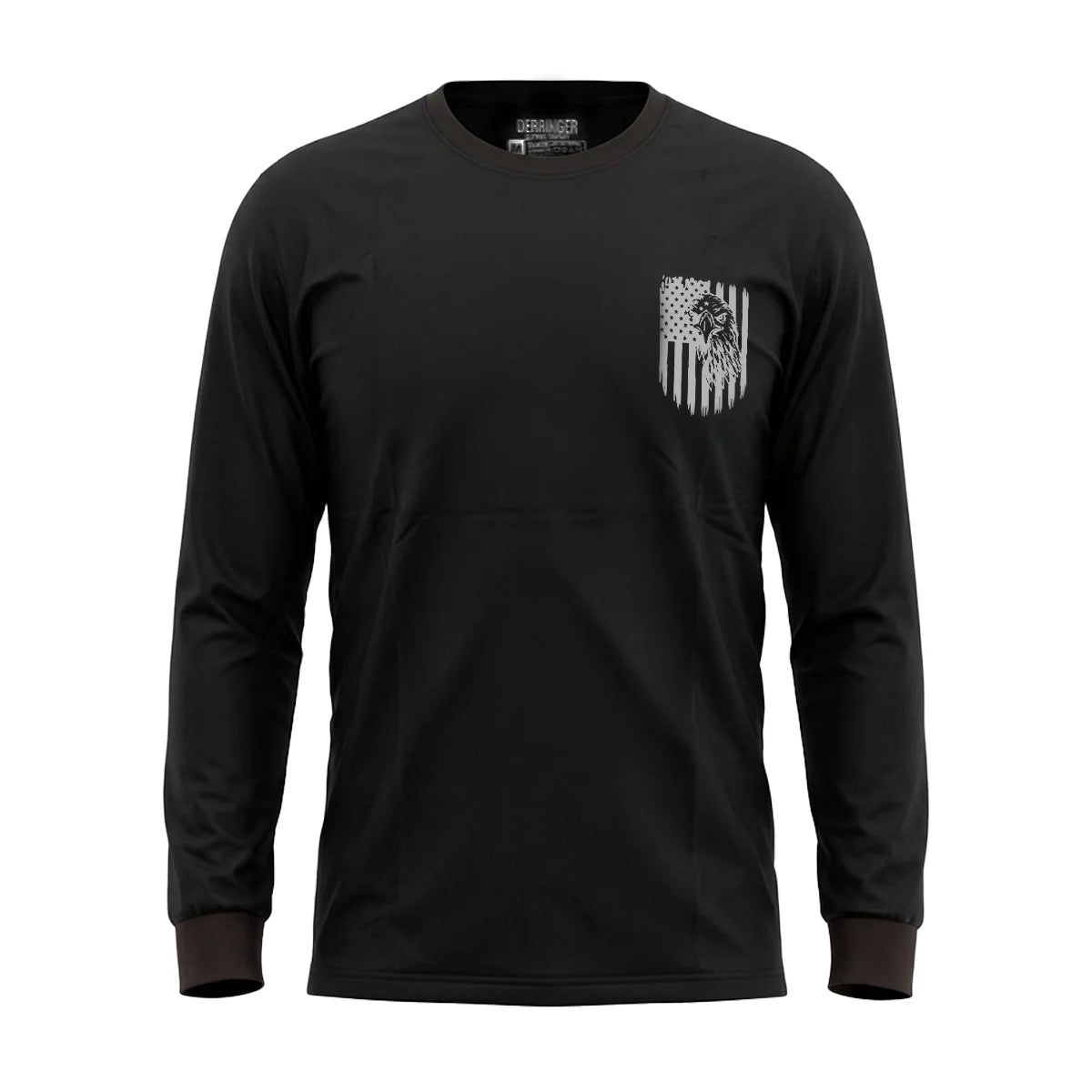 Men's Long Sleeve T-Shirt with American Eagle & Flag Print by Unik Just for Bikers