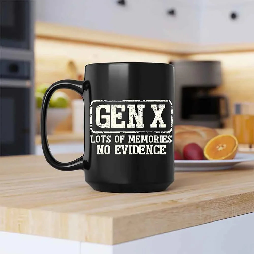 Funny Gen X Coffee Mug Lots of Memories No Evidence Cup by Adorb Custom Tees