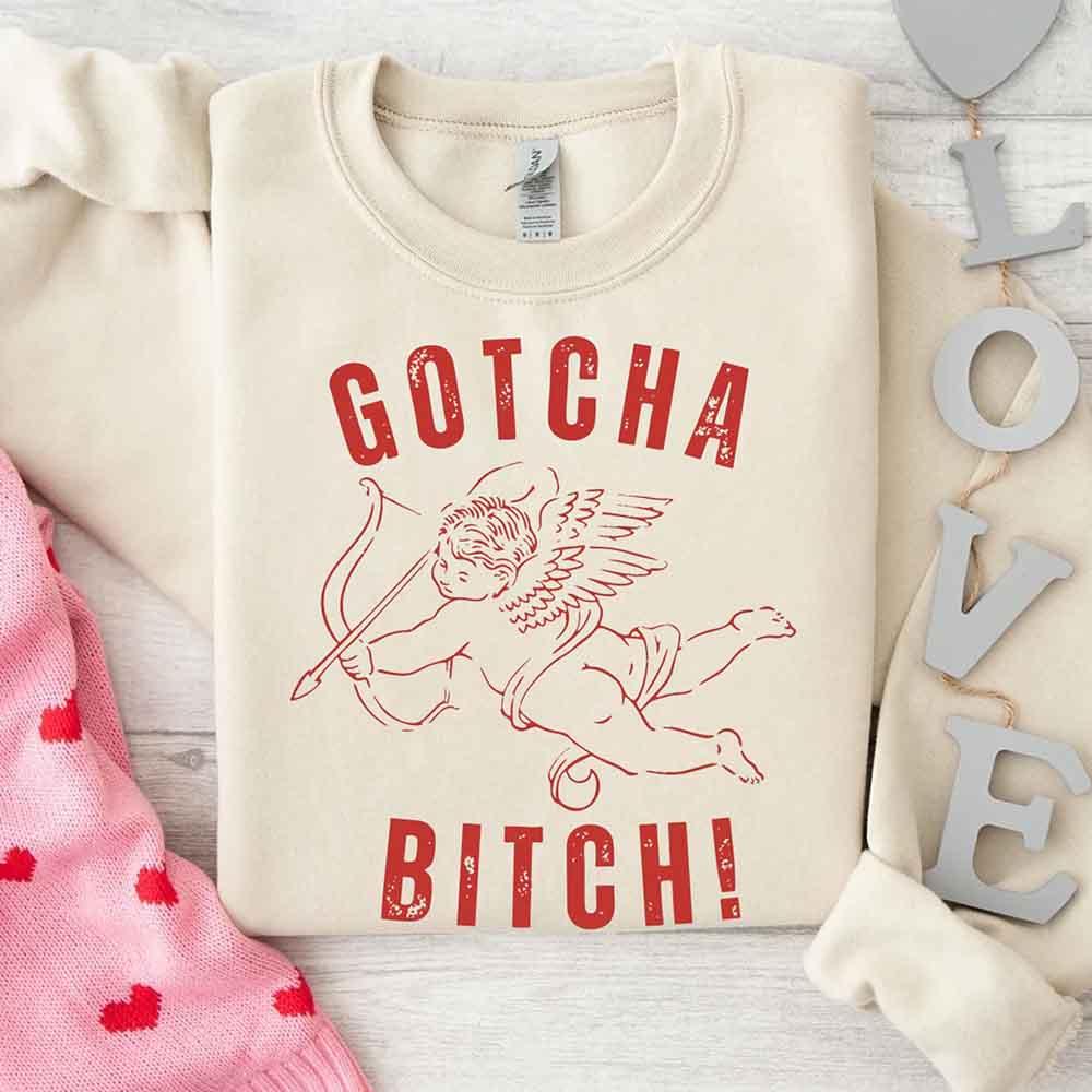 Gotcha B Valentine Sweatshirt - Funny Valentine's Day Sweater by Adorb Custom Tees