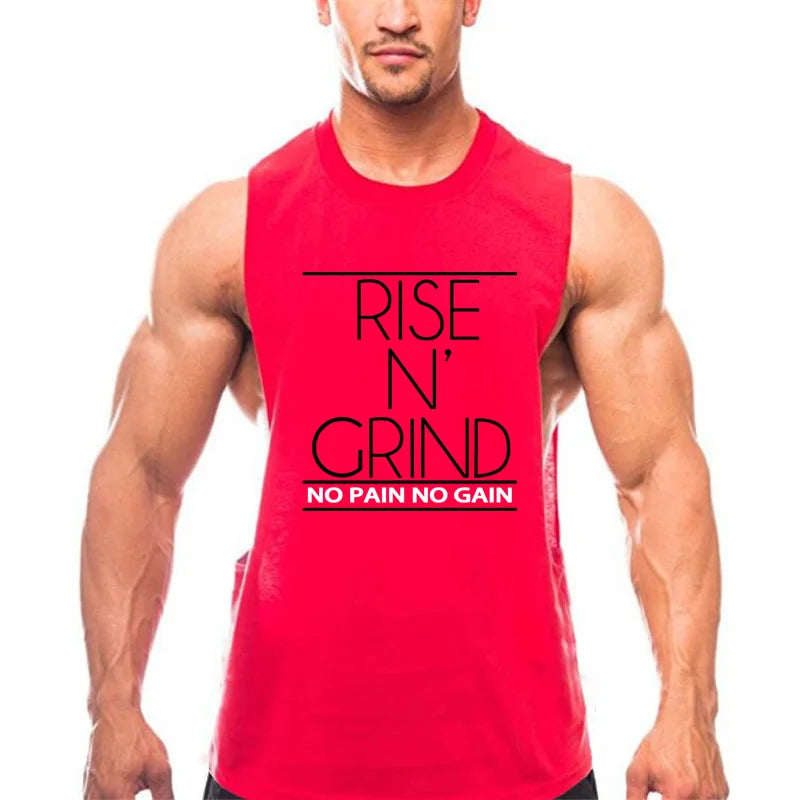 Men's Cotton Gym Training Tank Top Singlet by THRIXINE
