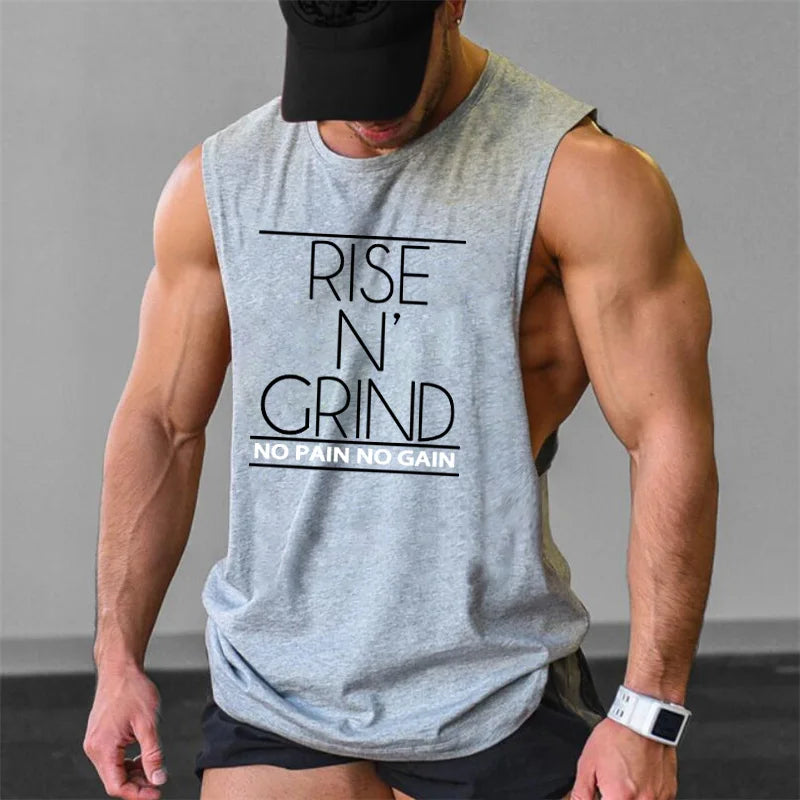 Men's Cotton Gym Training Tank Top Singlet by THRIXINE