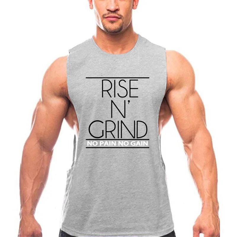 Men's Cotton Gym Training Tank Top Singlet by THRIXINE