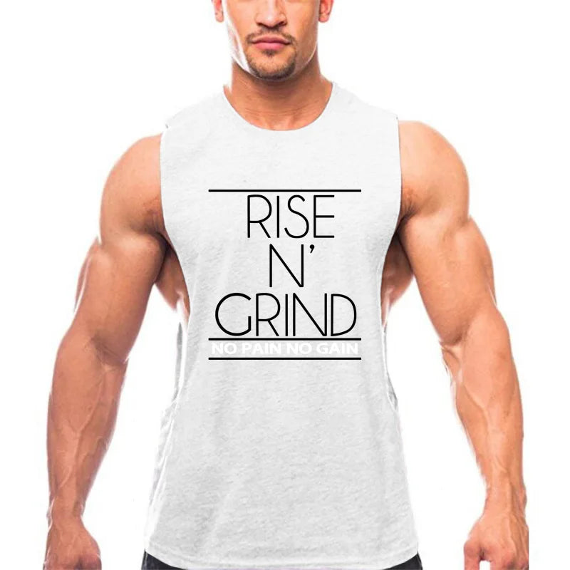 Men's Cotton Gym Training Tank Top Singlet by THRIXINE