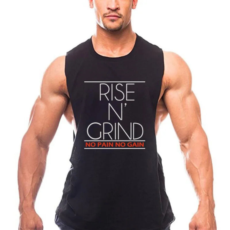 Men's Cotton Gym Training Tank Top Singlet by THRIXINE