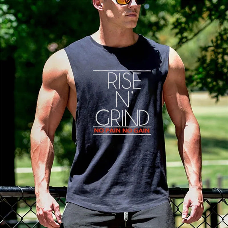 Men's Cotton Gym Training Tank Top Singlet by THRIXINE