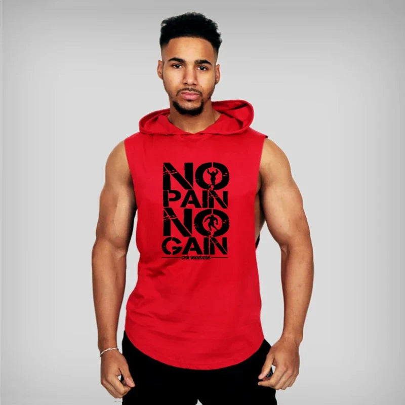 Men's Sleeveless Hooded Gym Tank Top by THRIXINE