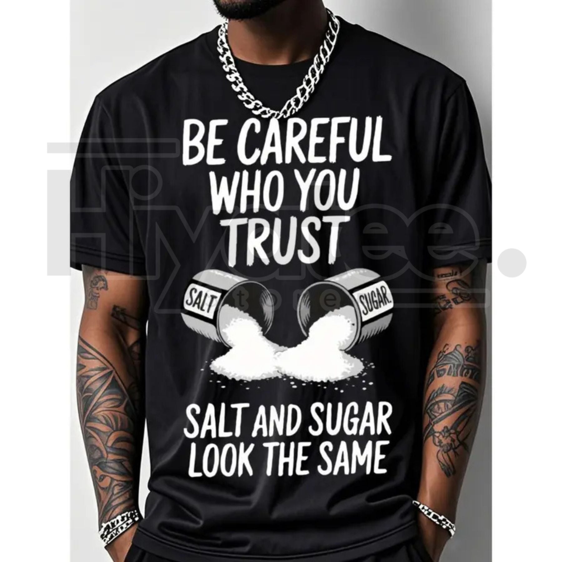 "Salt Graphic: Be Careful Who You Trust" – 200g Cotton Outdoor Fitness Top by Hiyatee