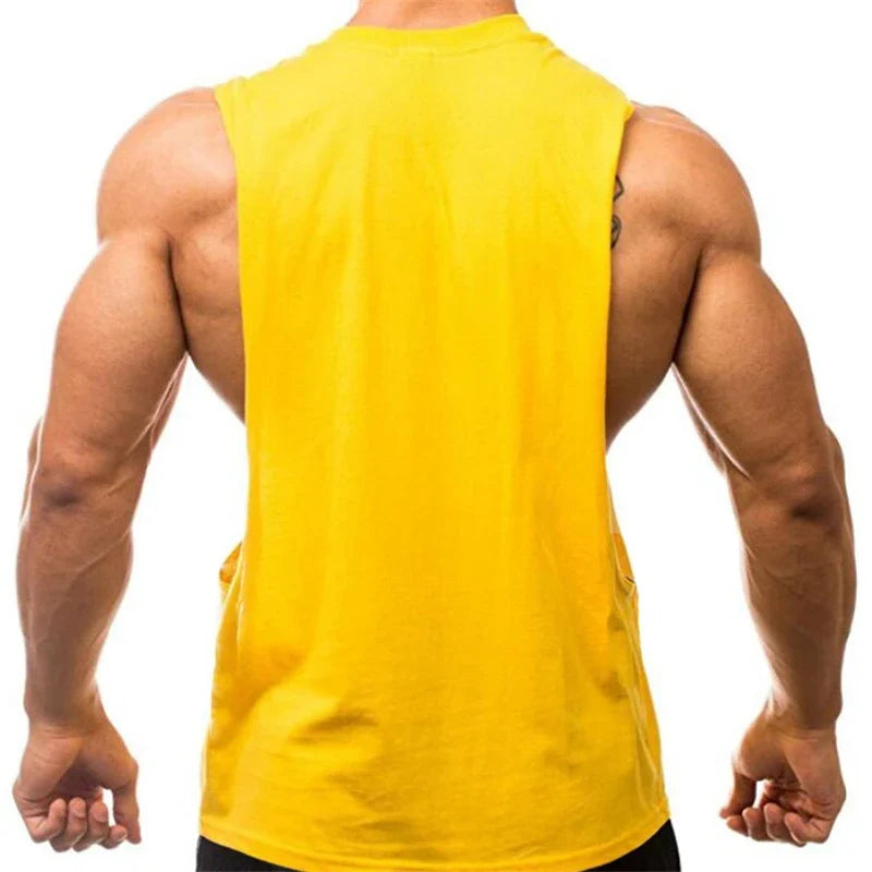 Men's Cotton Gym Training Tank Top Singlet by THRIXINE