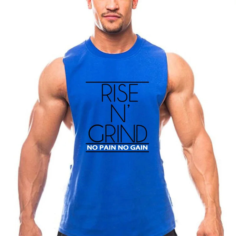 Men's Cotton Gym Training Tank Top Singlet by THRIXINE