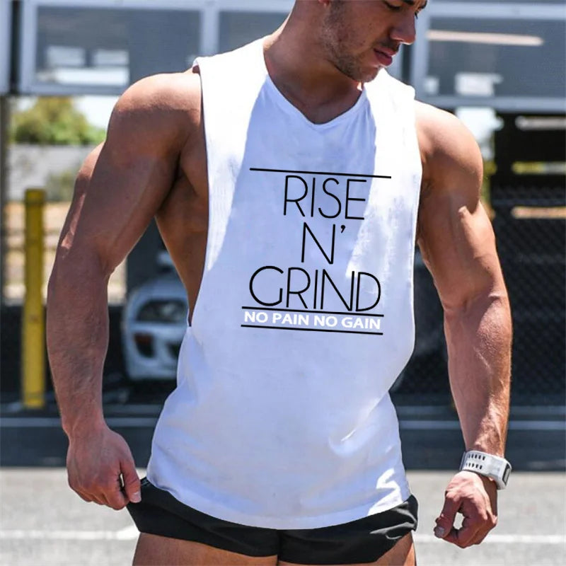 Men's Cotton Gym Training Tank Top Singlet by THRIXINE