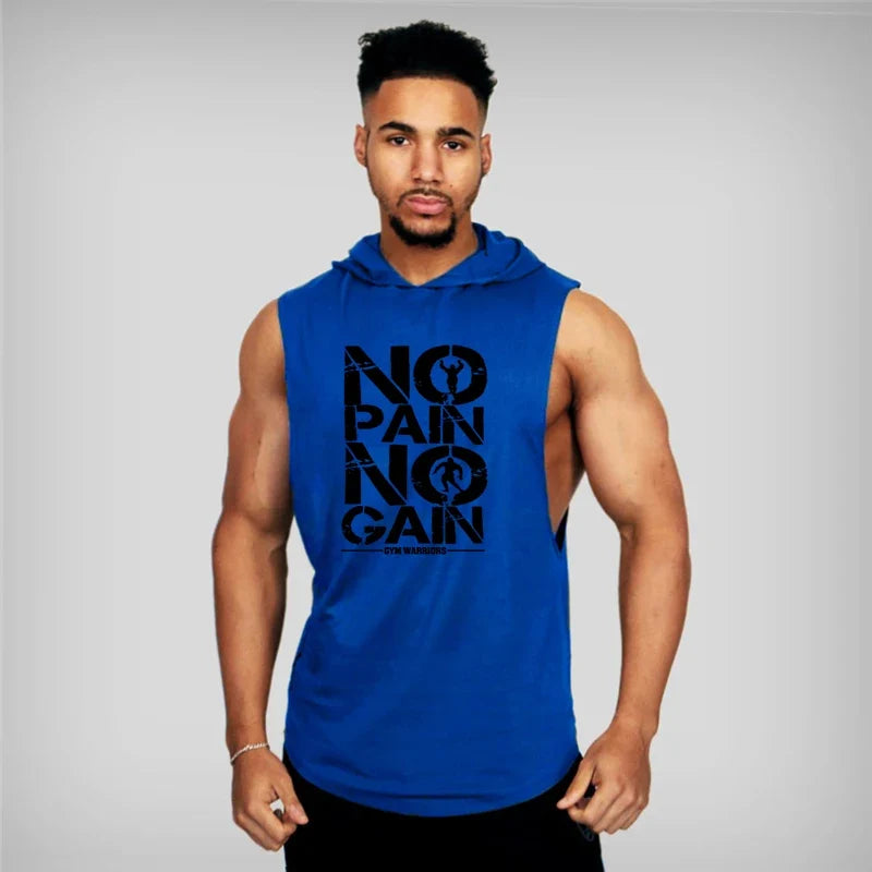Men's Sleeveless Hooded Gym Tank Top by THRIXINE