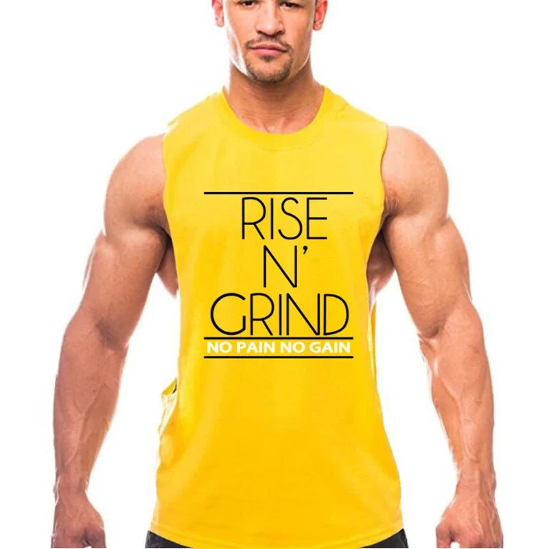 Men's Cotton Gym Training Tank Top Singlet by THRIXINE