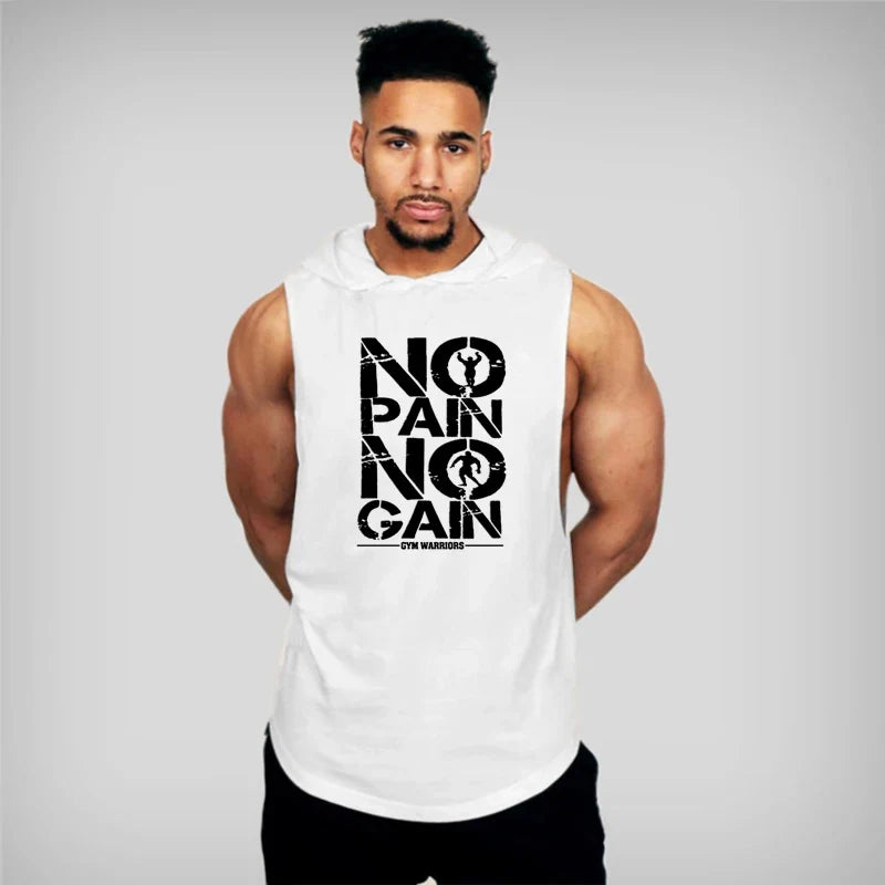 Men's Sleeveless Hooded Gym Tank Top by THRIXINE