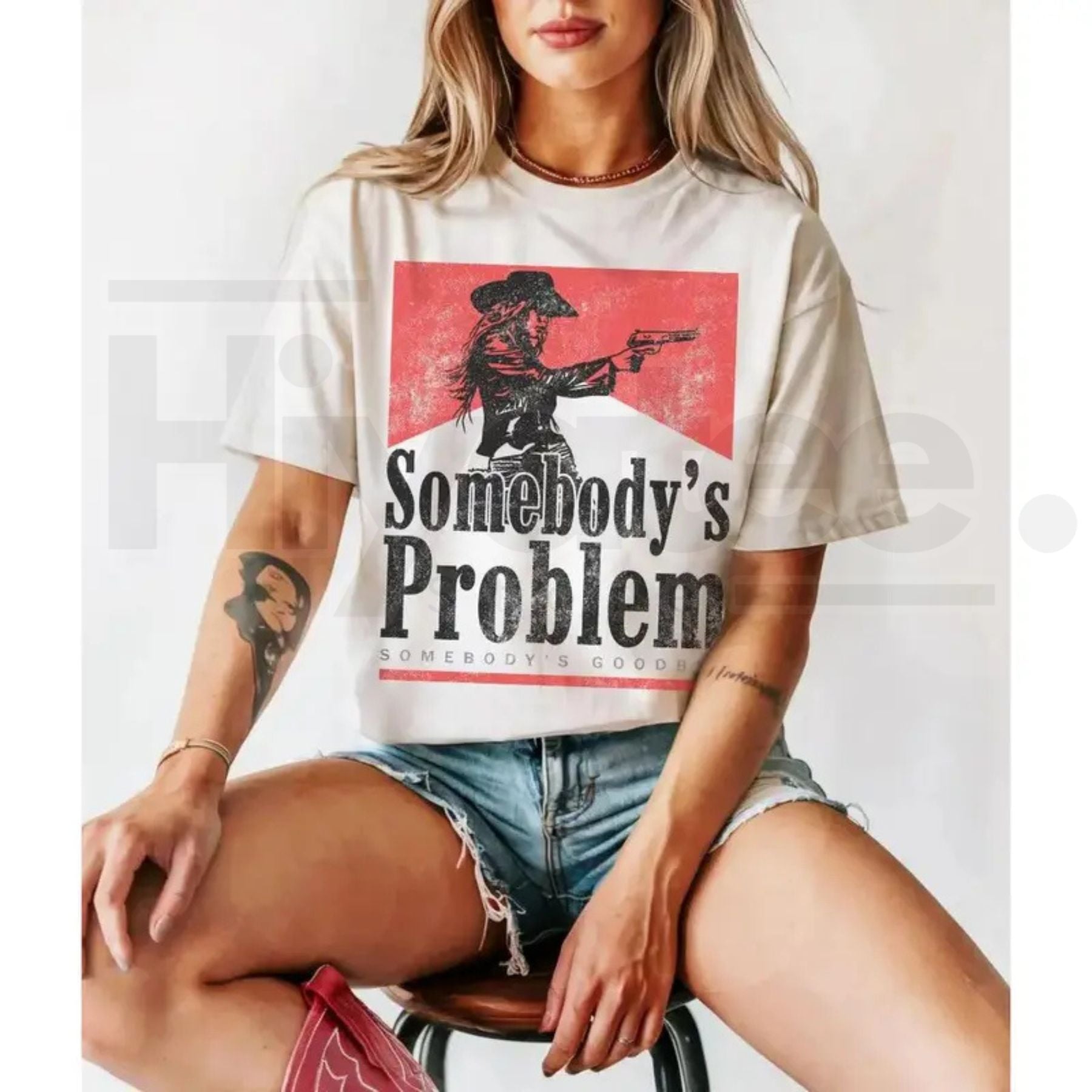 "Somebody's Problem" – Vintage 90s Country Western Concert Graphic Top by Hiyatee