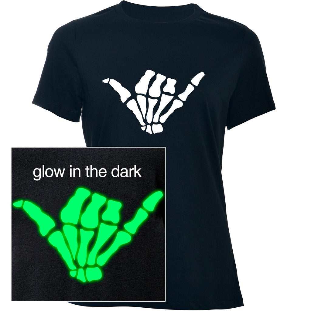 Glow in the Dark Shaka Skelelton Hand Tee Shirt by BodyCandy
