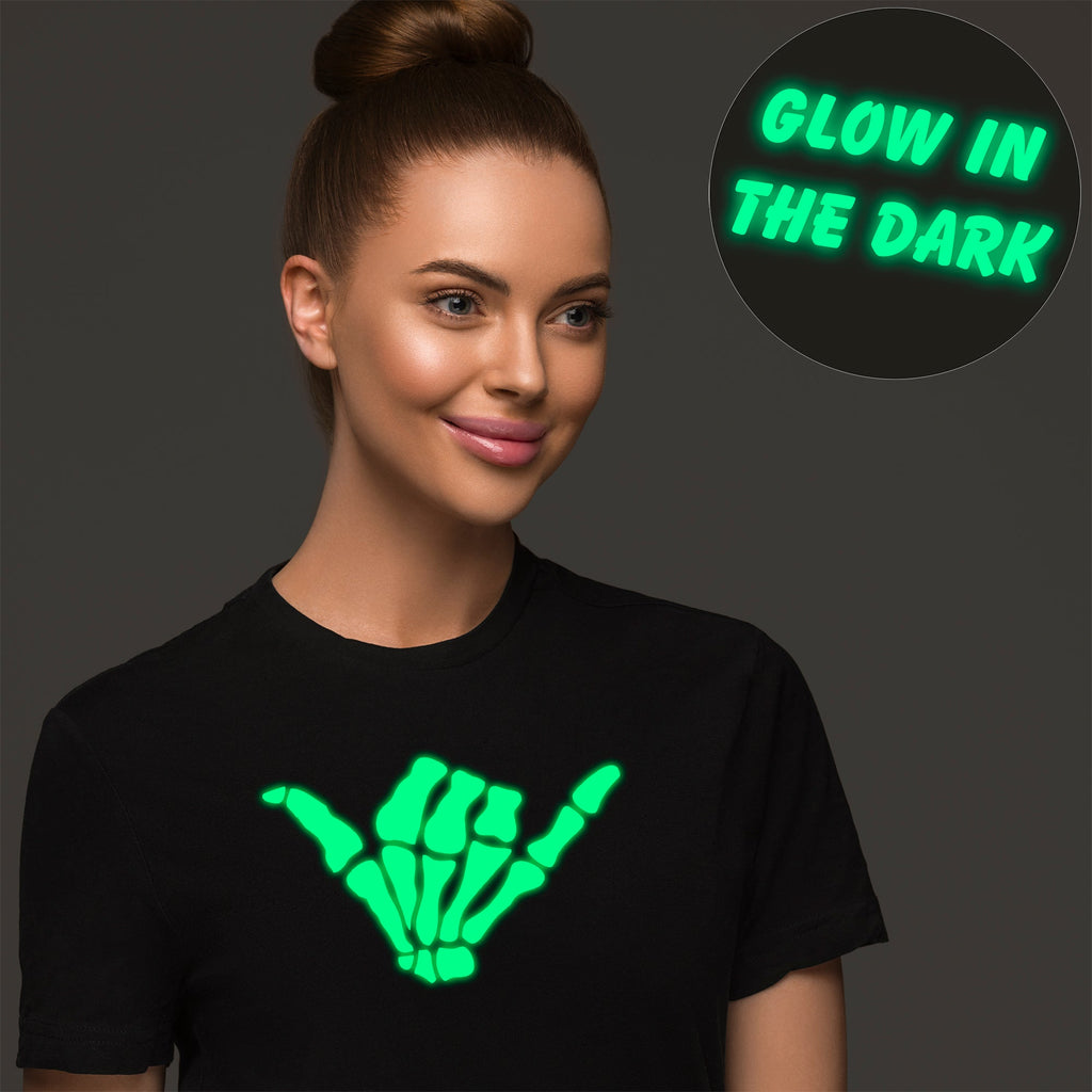 Glow in the Dark Shaka Skelelton Hand Tee Shirt by BodyCandy