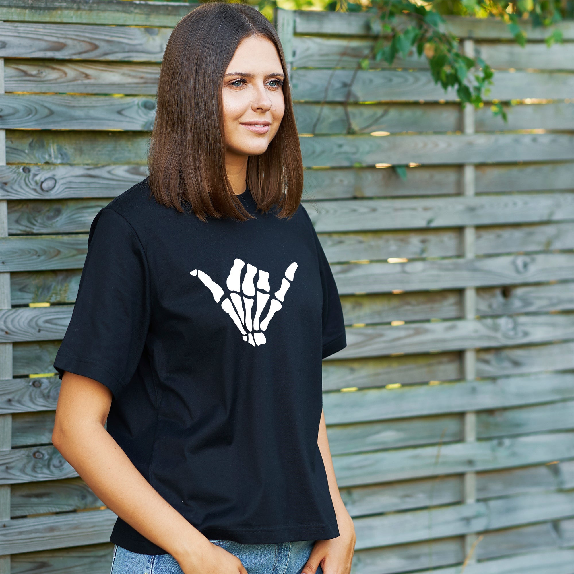 Glow in the Dark Shaka Skelelton Hand Tee Shirt by BodyCandy