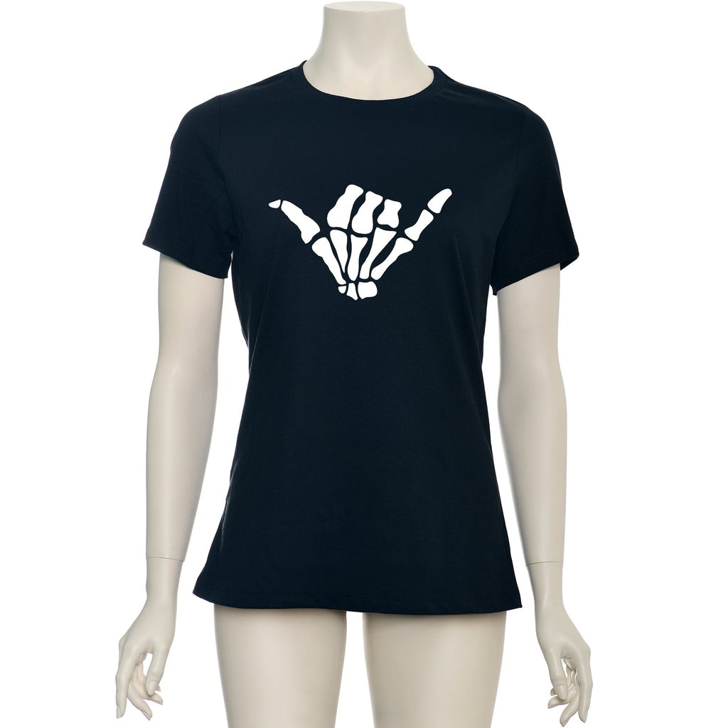 Glow in the Dark Shaka Skelelton Hand Tee Shirt by BodyCandy