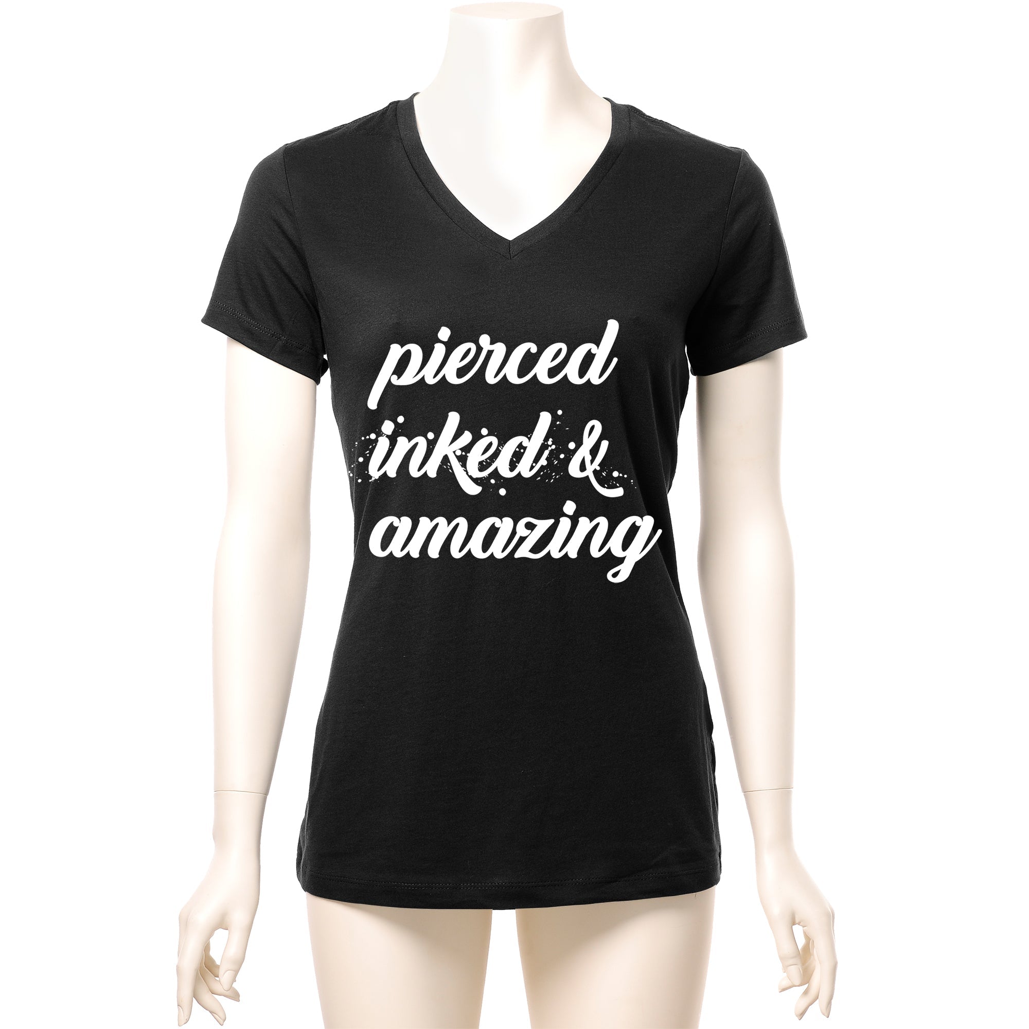 Pierced Inked & Amazing Black Tapered V-Neck Tee Shirt by BodyCandy