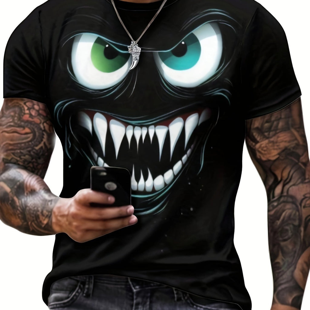3D Evil Smile Shirt for Men – Streetwear Graphic Short Sleeve Tee by FitiqueFit