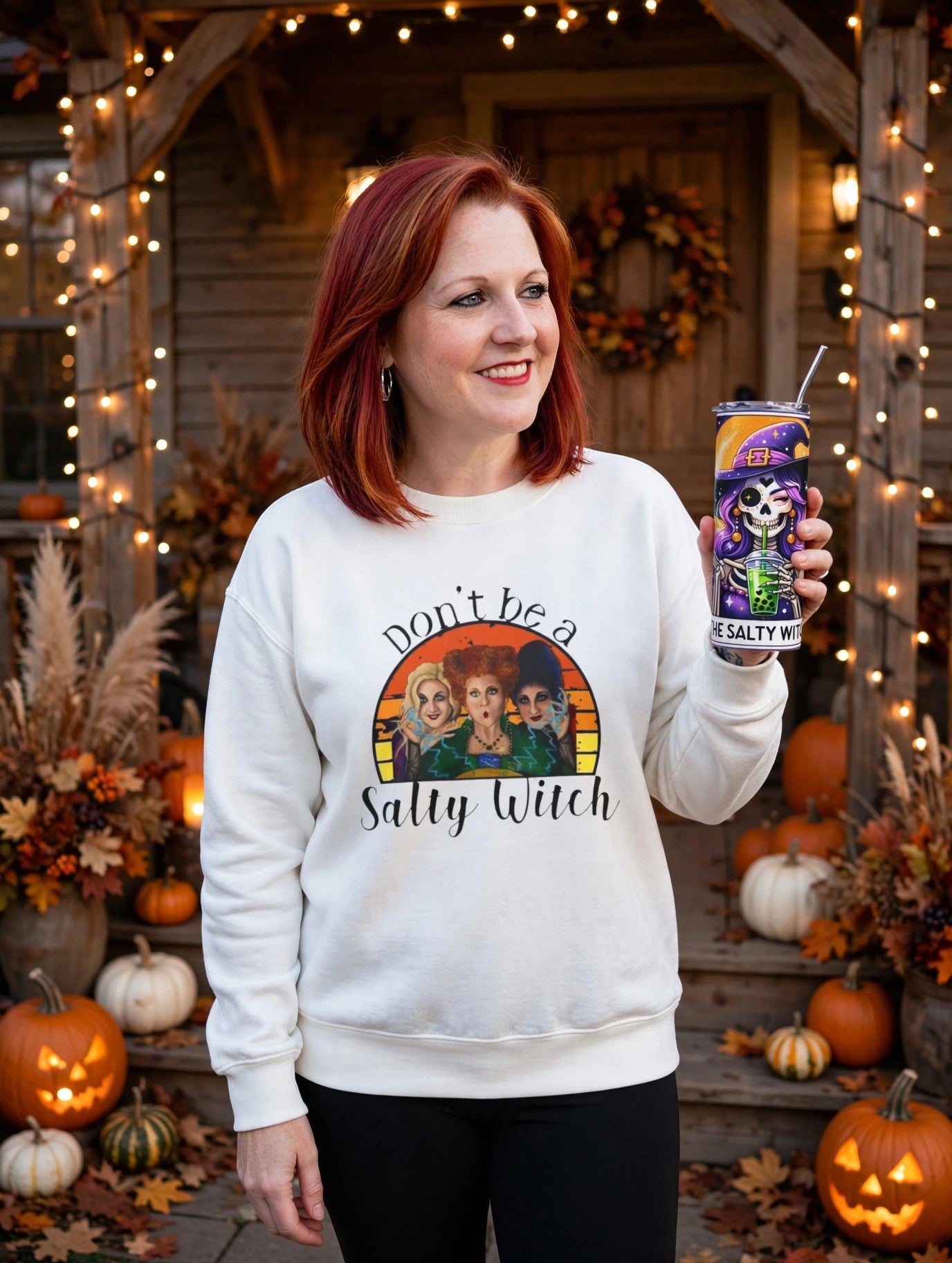 Salty Witch Halloween Sweatshirt & Tumbler Bundle by C.O. Krafty Printing Creationz