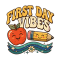 First Day Vibes PNG - Retro Back To School Shirt Design - Teacher Shirt PNG - First Day Of School Sublimation - Groovy School Design Digital by C.O. Krafty Printing Creationz