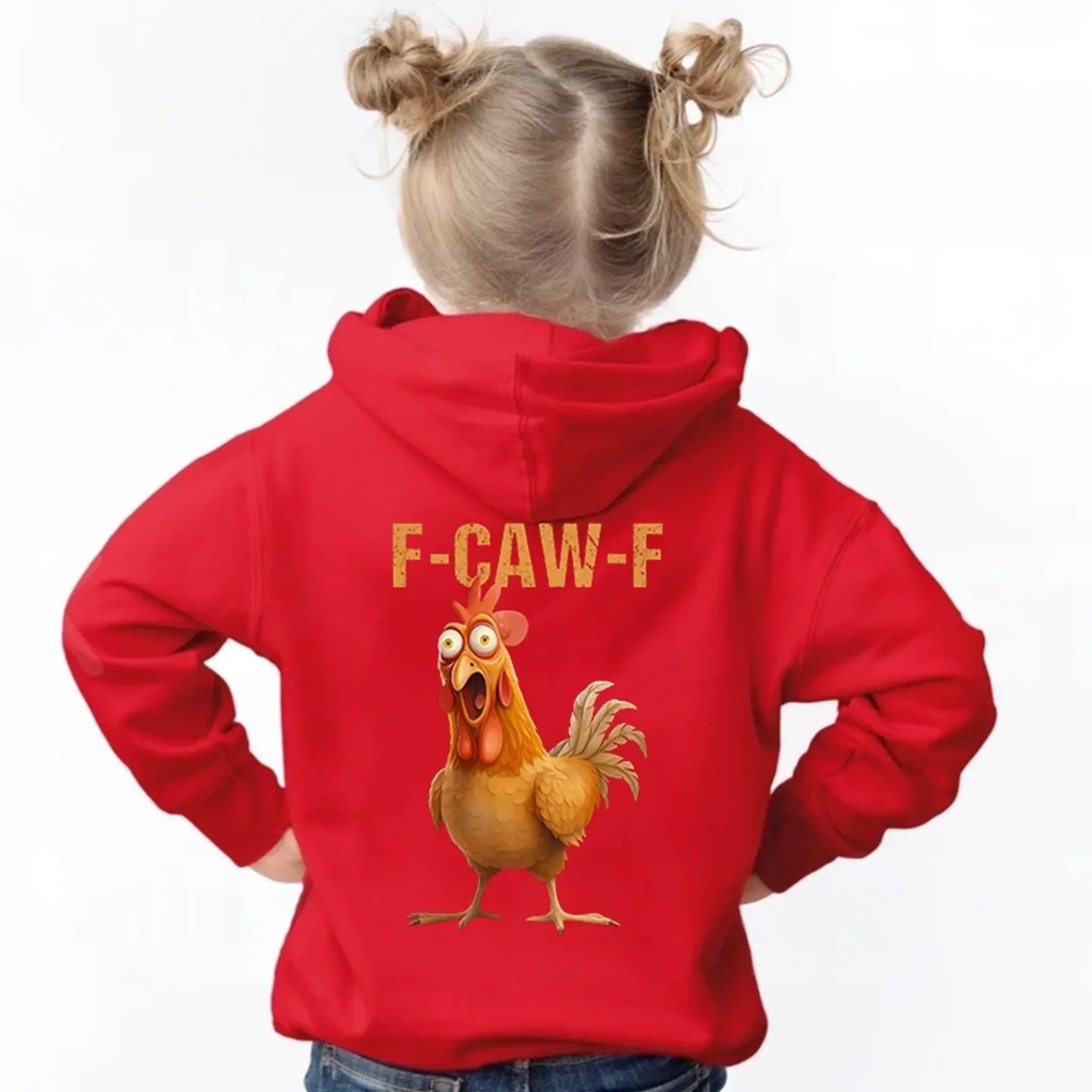 Funny F-Caw-F Chicken Back Print Kids Hoodie by Adorb Custom Tees