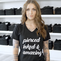 Pierced Inked & Amazing Black Tapered V-Neck Tee Shirt by BodyCandy